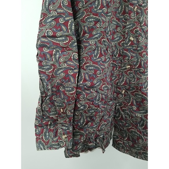 Club Room Mens Long Sleeve L Large Button Up Shirt Paisley - Picture 2 of 5